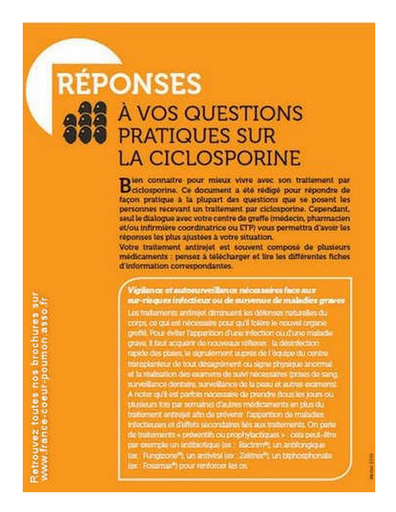 Questions pratiques sur la ciclosporine